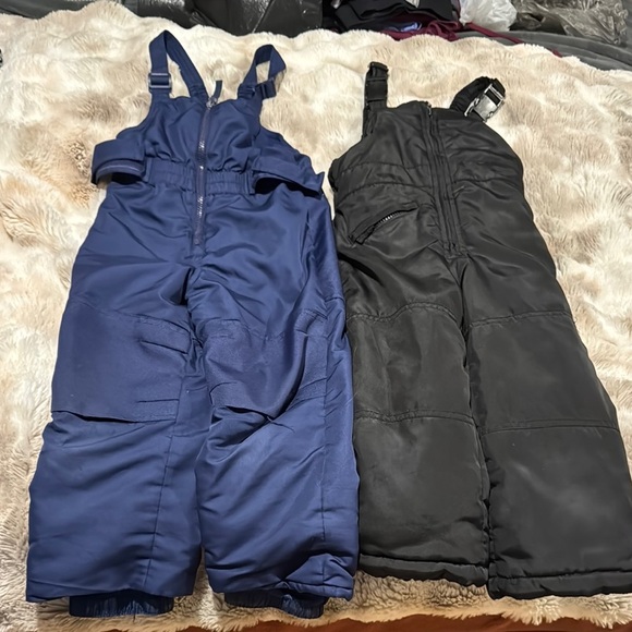 Kids' Blue and Black Snow Bibs - Picture 1 of 9